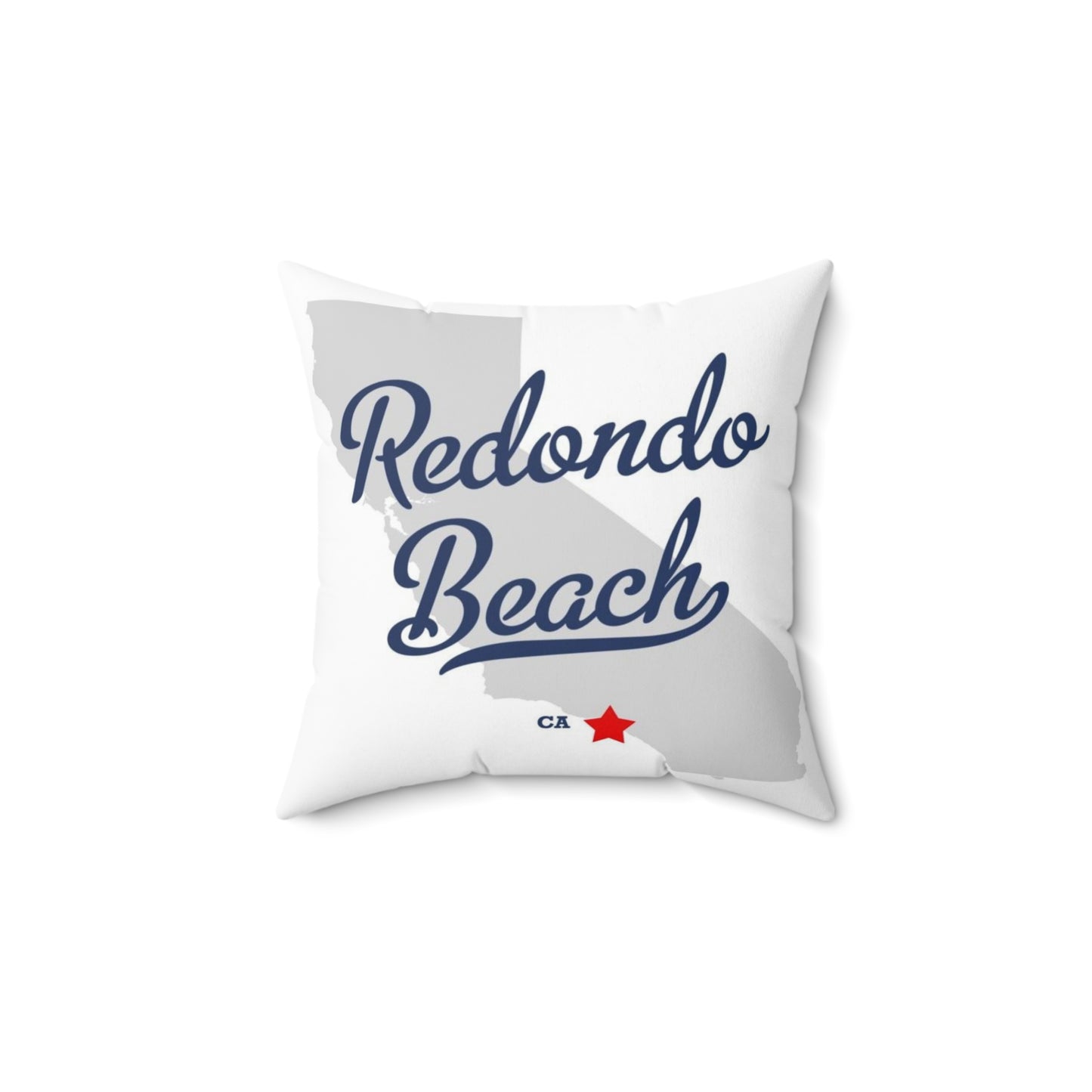 Redondo Beach California Map - Faux Suede Square Pillow