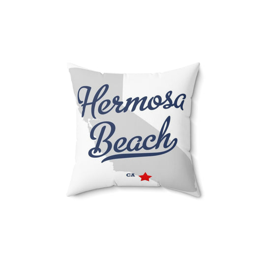 Hermosa Beach California Map - Faux Suede Square Pillow