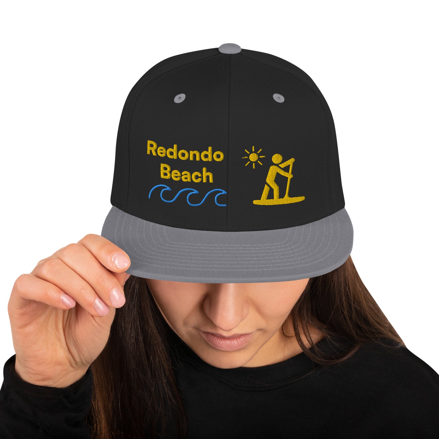 Redondo Beach - California - South Bay - Snapback Hat - SUP Style   (2 Sided Print)