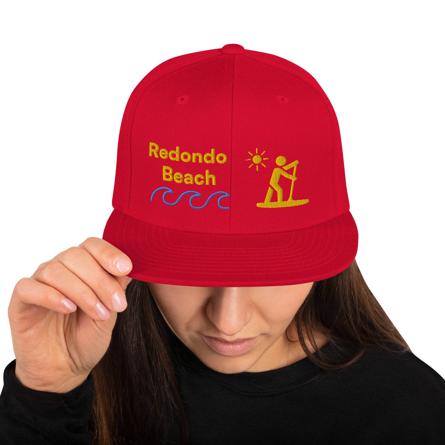 Redondo Beach - California - South Bay - Snapback Hat - SUP Style   (2 Sided Print)