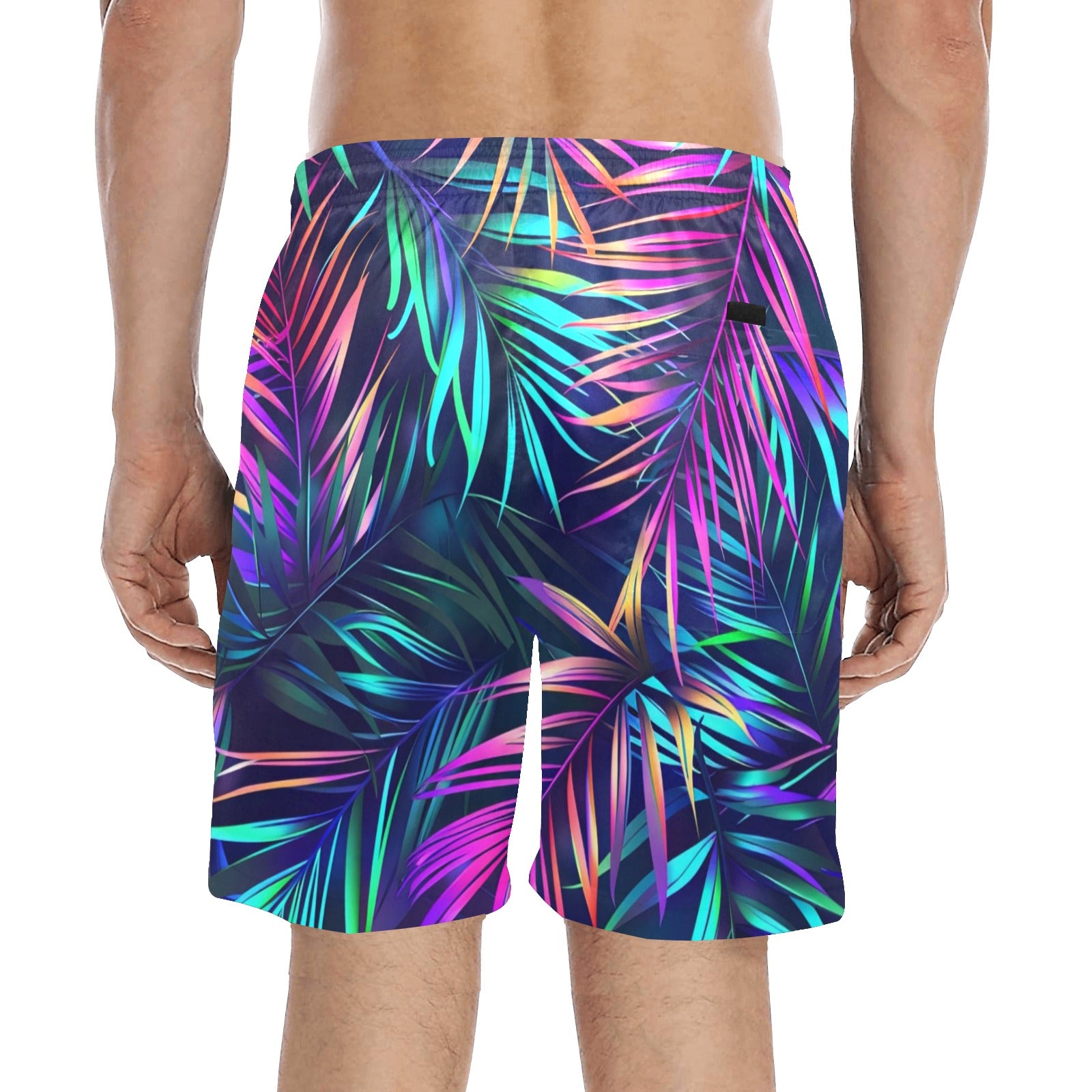 Palm Frond Men's Mid-Length Beach Shorts