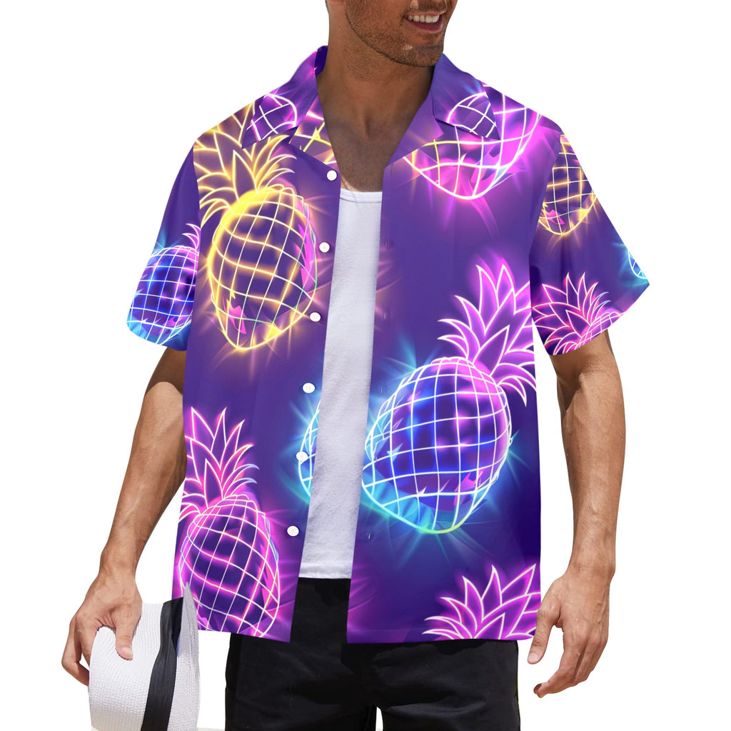 Pineapple Men's All Over Print Hawaiian Shirt Made In USA Ships to USA Only