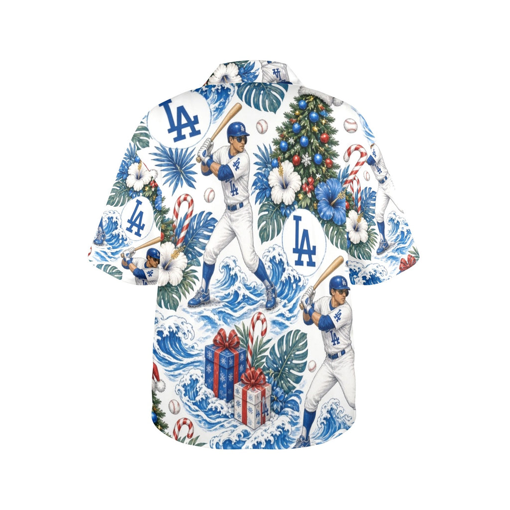 Los Angeles Dodgers Women's All Over Print Hawaiian Shirt （Made in USA Ships to USA Only）