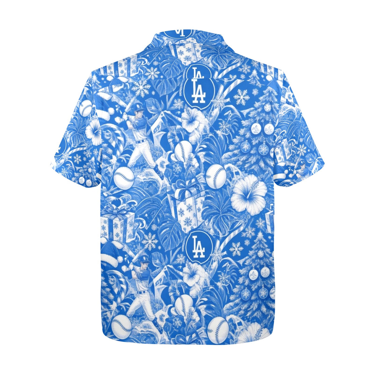 Dodgers Christmas Men's All Over Print Hawaiian Shirt Made In USA Ships to USA Only