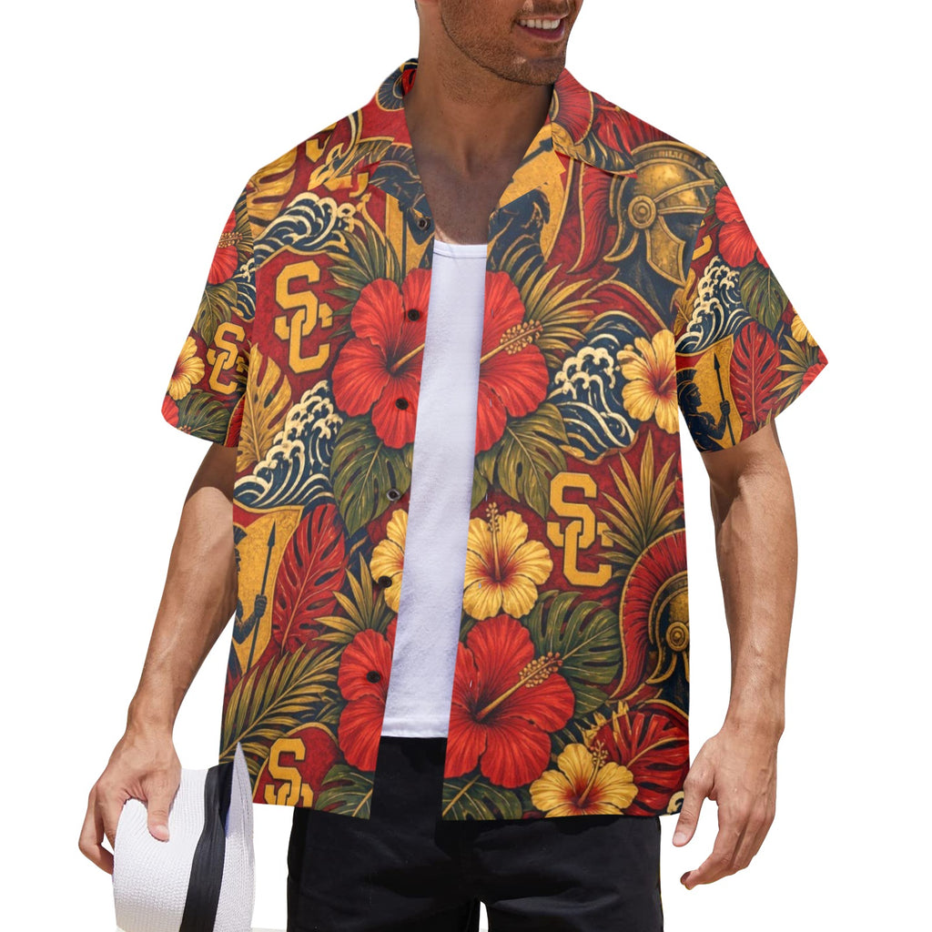 USC Men's All Over Print Hawaiian Shirt Made In USA Ships to USA Only