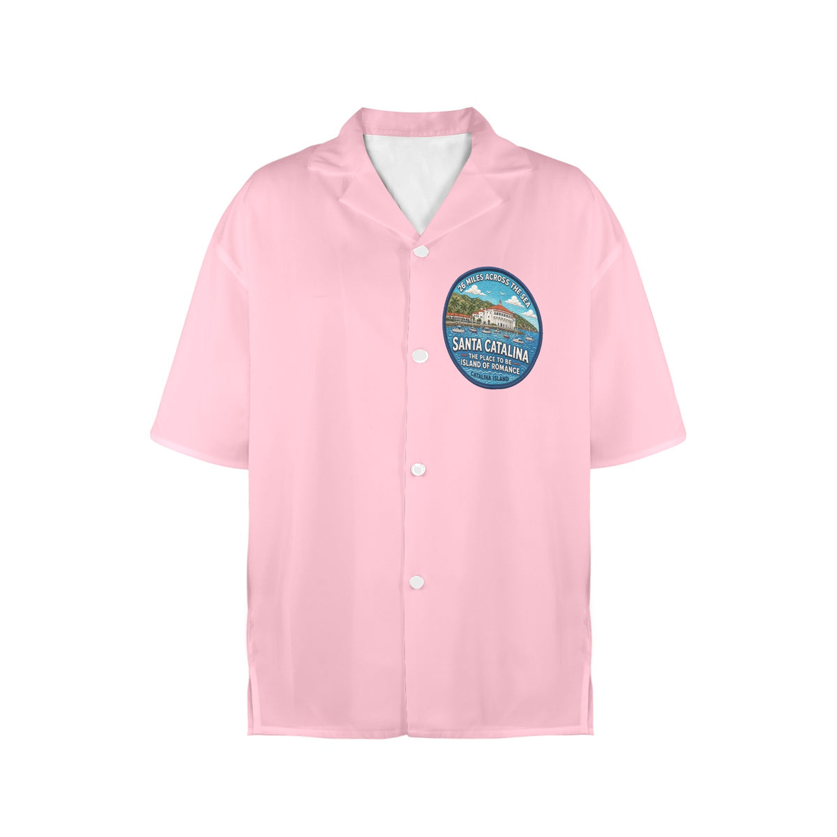 Santa Catalina the Island of Romance 26 Miles Across the Sea Women's All Over Print Hawaiian Shirt （Made in USA Ships to USA Only）