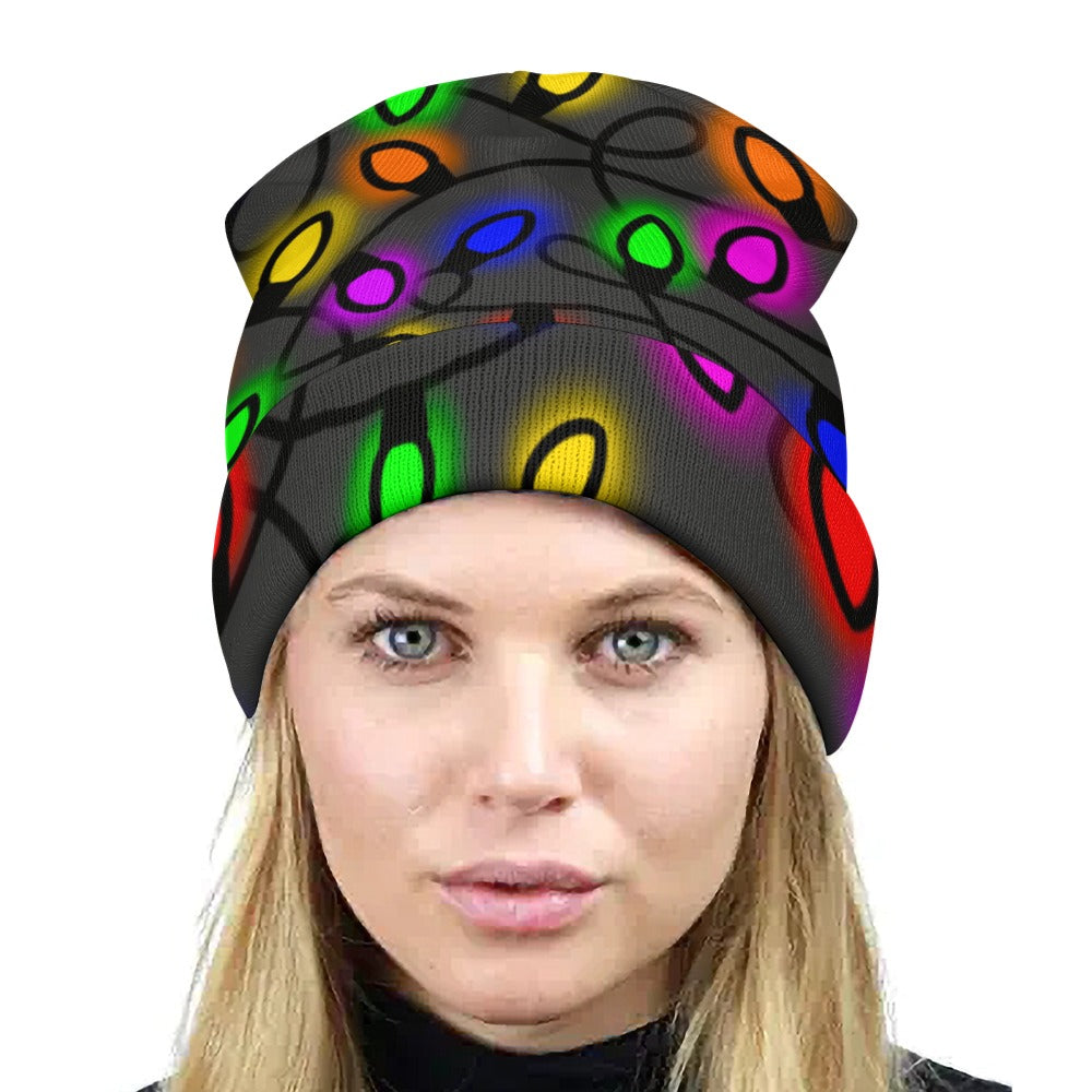 Christmas Lights Full printed knitted hat