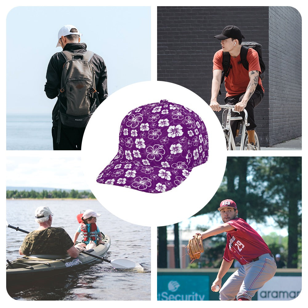 Purple Hawaiian Print Baseball Cap Free Shipping