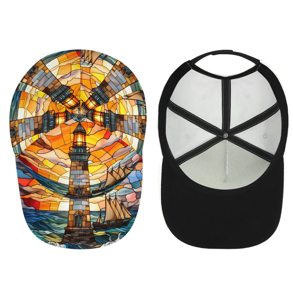 Stain glass Lighthouse Baseball Cap Free Shipping