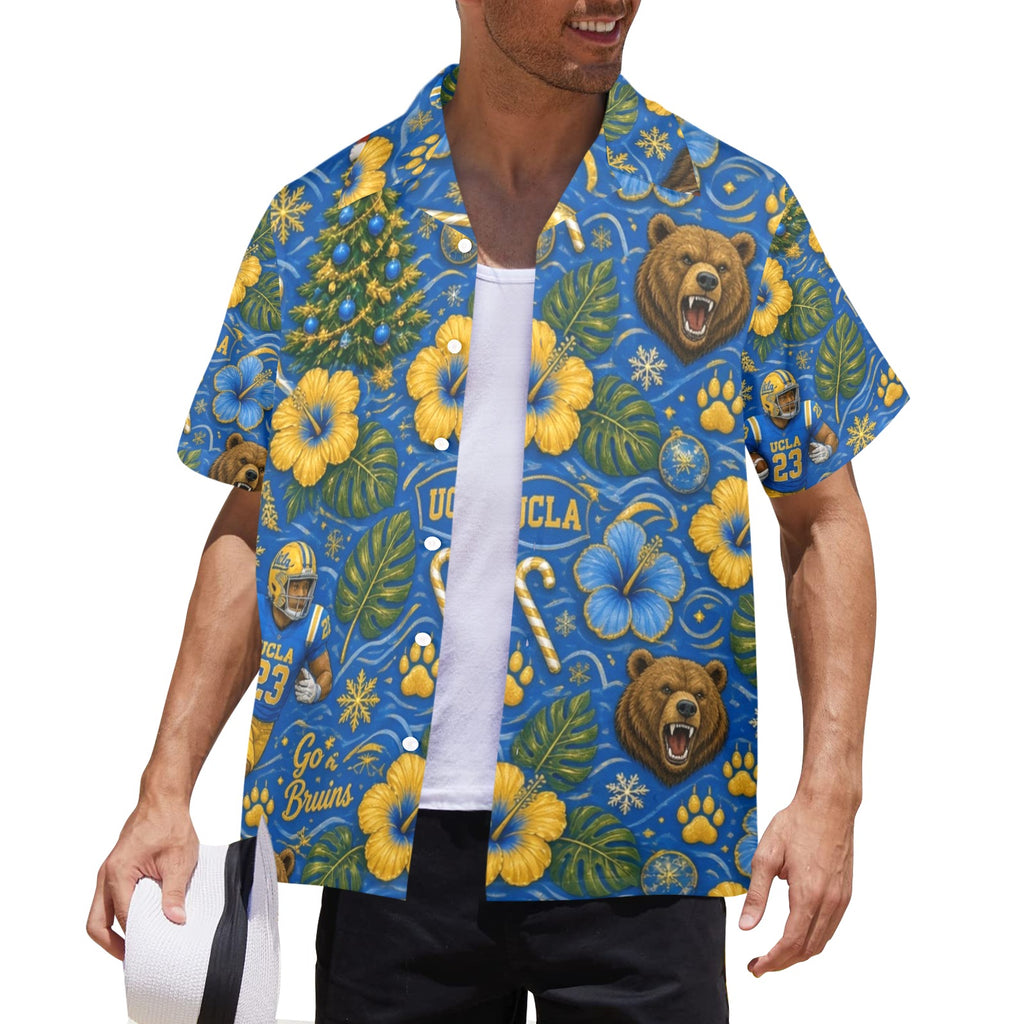 UCLA Christmas Men's All Over Print Hawaiian Shirt Made In USA Ships to USA Only