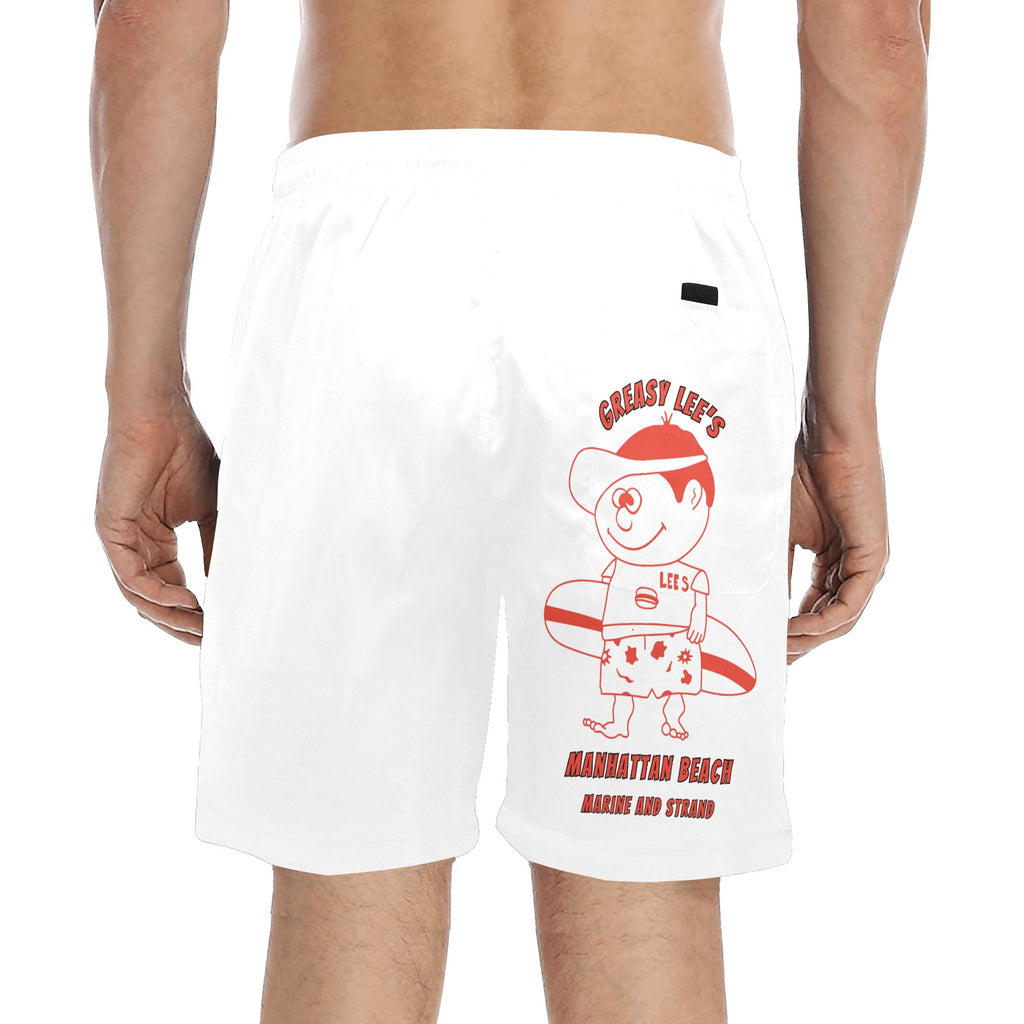 Greasy Lees Marine and Strand Manhattan Beach Old School Men's Mid-Length Beach Shorts Free Shipping