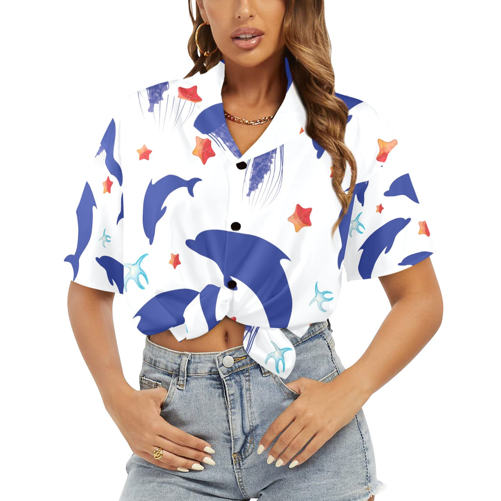 Dolphins Women's All Over Print  Shirt （Made in USA，Ships to USA Only）Free Shipping
