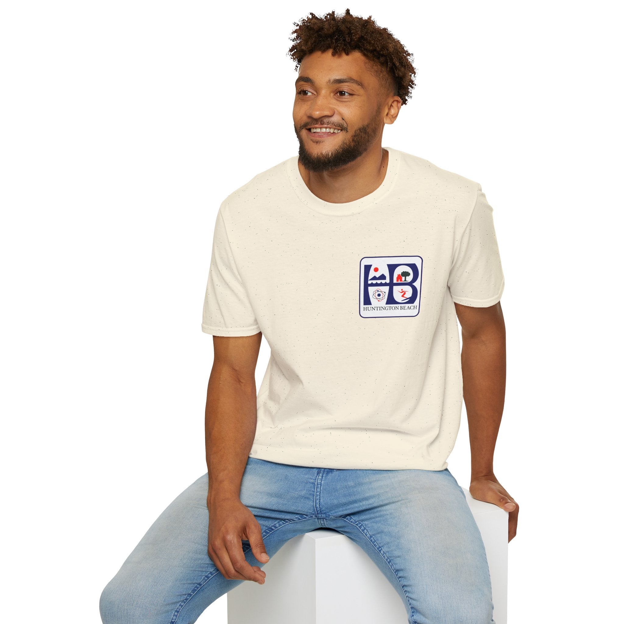 Huntington Beach Retro Logo T-Shirt — HB Surf & Sunset Tee (printed 3 side)