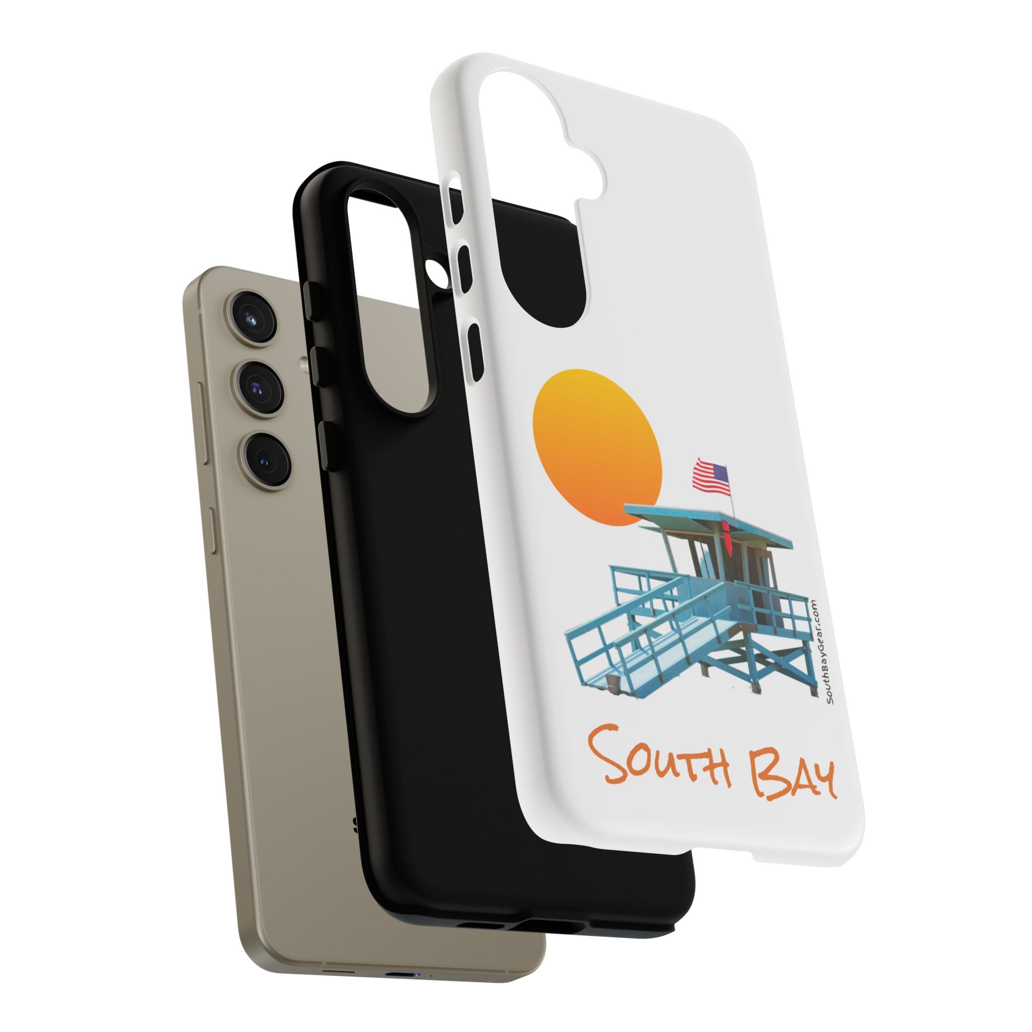 South Bay Lifeguard Stand with American Flag Tough Phone Cases