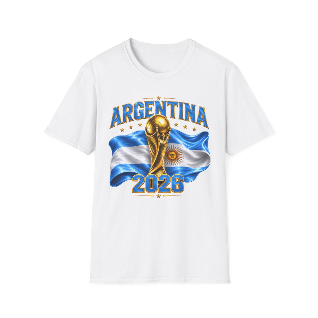 Argentina 2026 World Cup T-Shirt — Golden Trophy & Flag Soccer Fan Tee
