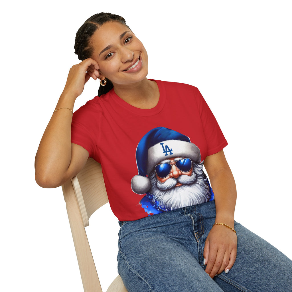 LA Dodgers Blue Santa T-Shirt — Cool Sunglasses Holiday Tee