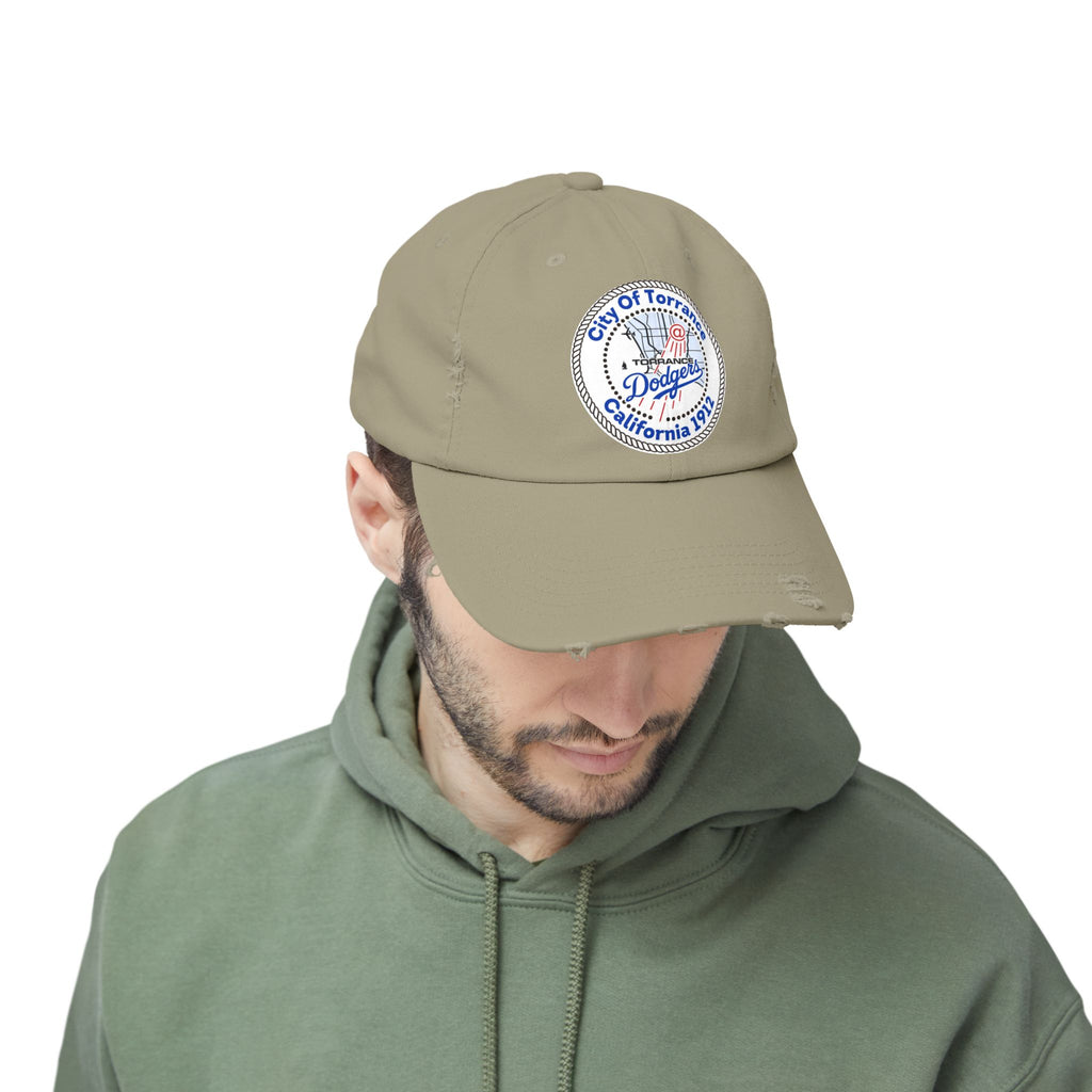 Distressed Baseball Cap with Torrance Dodgers Patch