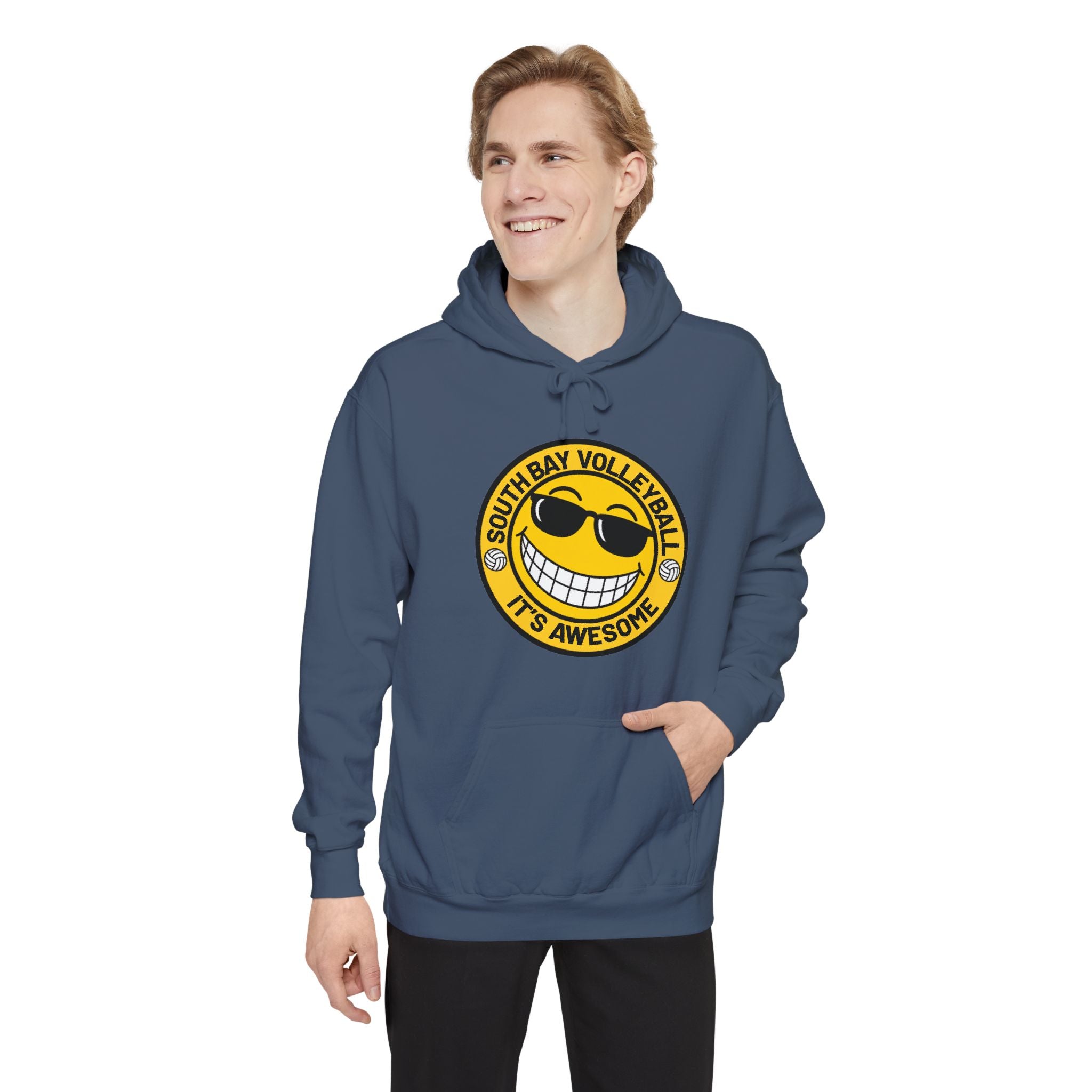 Volleyball Smiley Hoodie — "South Bay Volleyball It's Awesome" Crewneck
