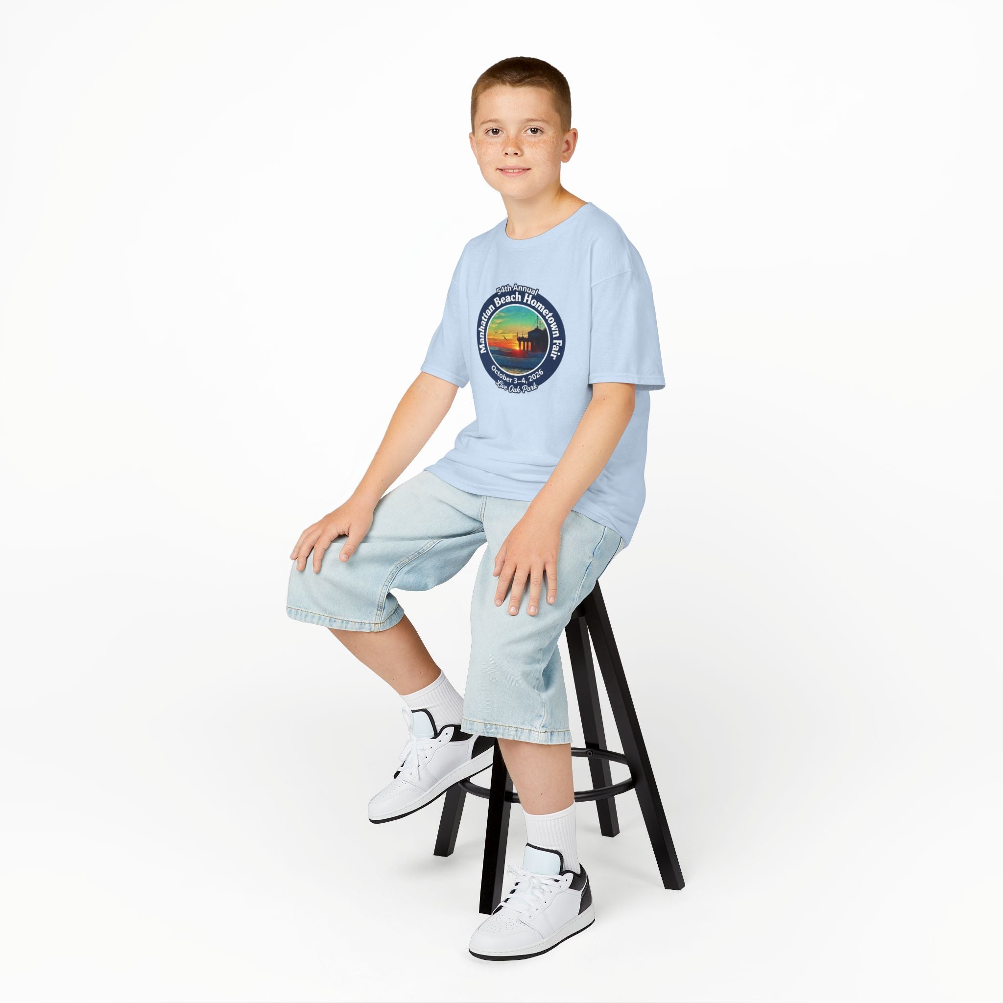Kids Tee — Manhattan Beach Hometown Fair 2026 Sunset Logo