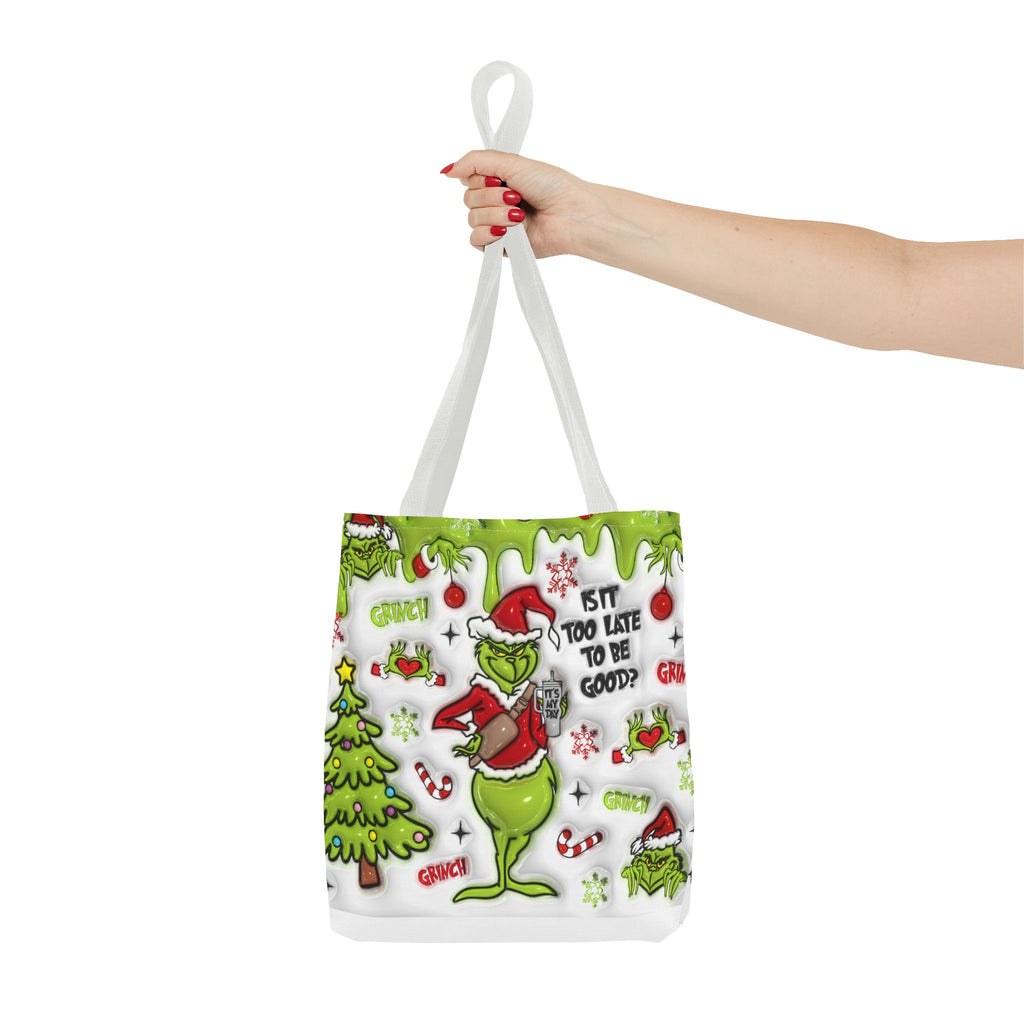 Christmas Tote Bag, Holiday Shopping Bag, Grinch Gift, Festive Reusable Bag, Cute Winter Accessory