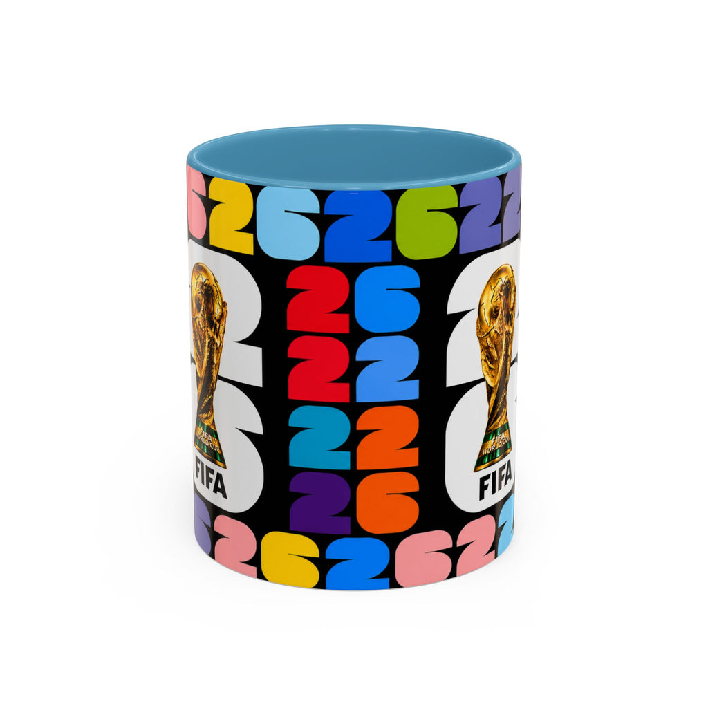 2026 World Cup Accent Coffee Mug – Colorful FIFA Trophy Design (11/15oz)
