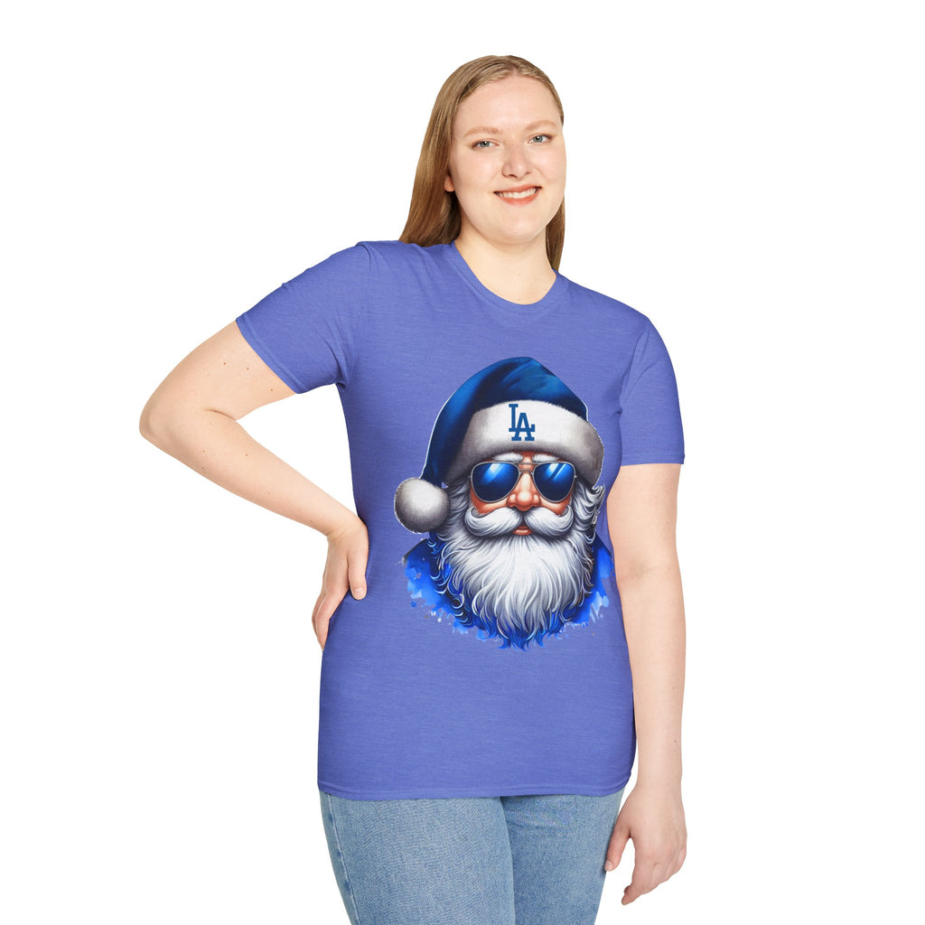LA Dodgers Blue Santa T-Shirt — Cool Sunglasses Holiday Tee