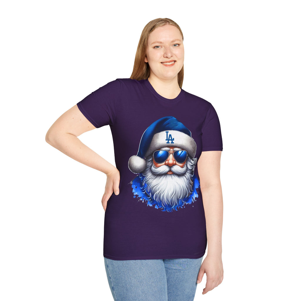 LA Dodgers Blue Santa T-Shirt — Cool Sunglasses Holiday Tee