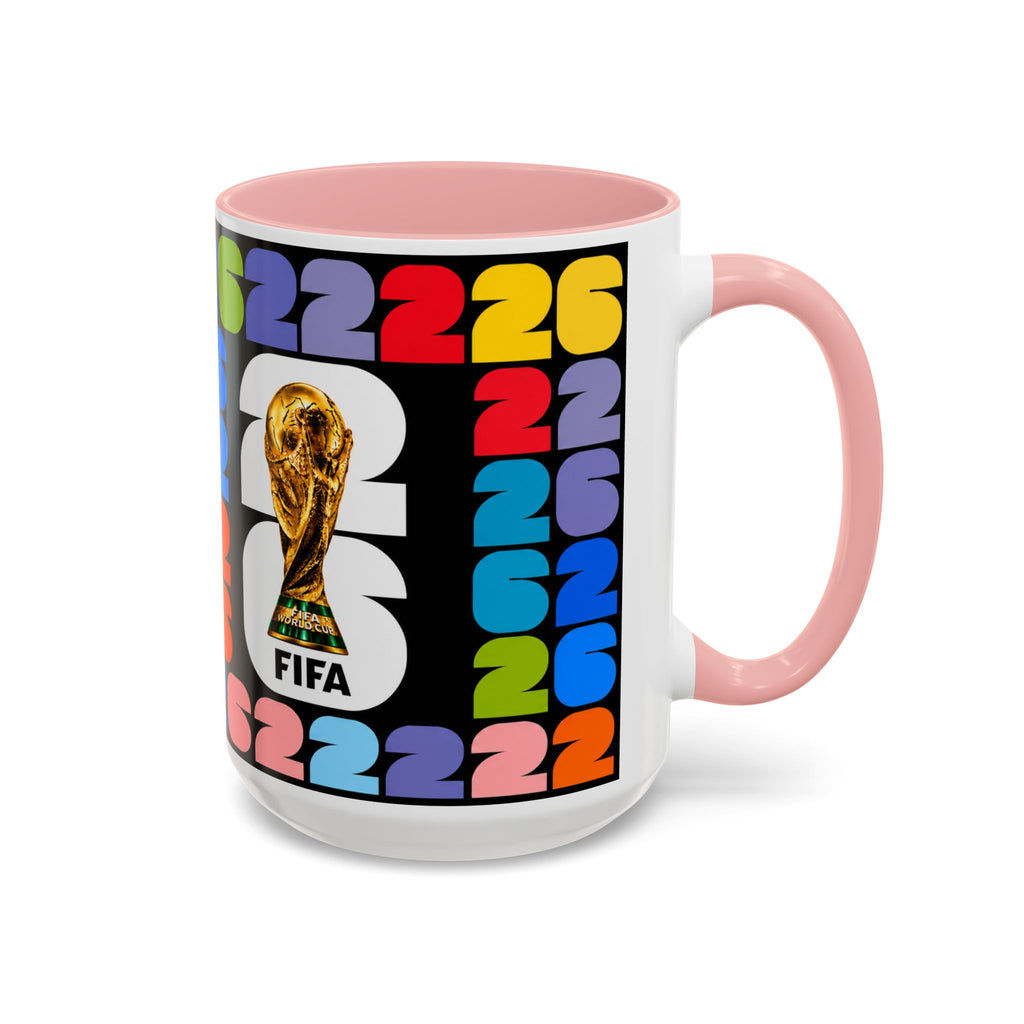 2026 World Cup Accent Coffee Mug – Colorful FIFA Trophy Design (11/15oz)