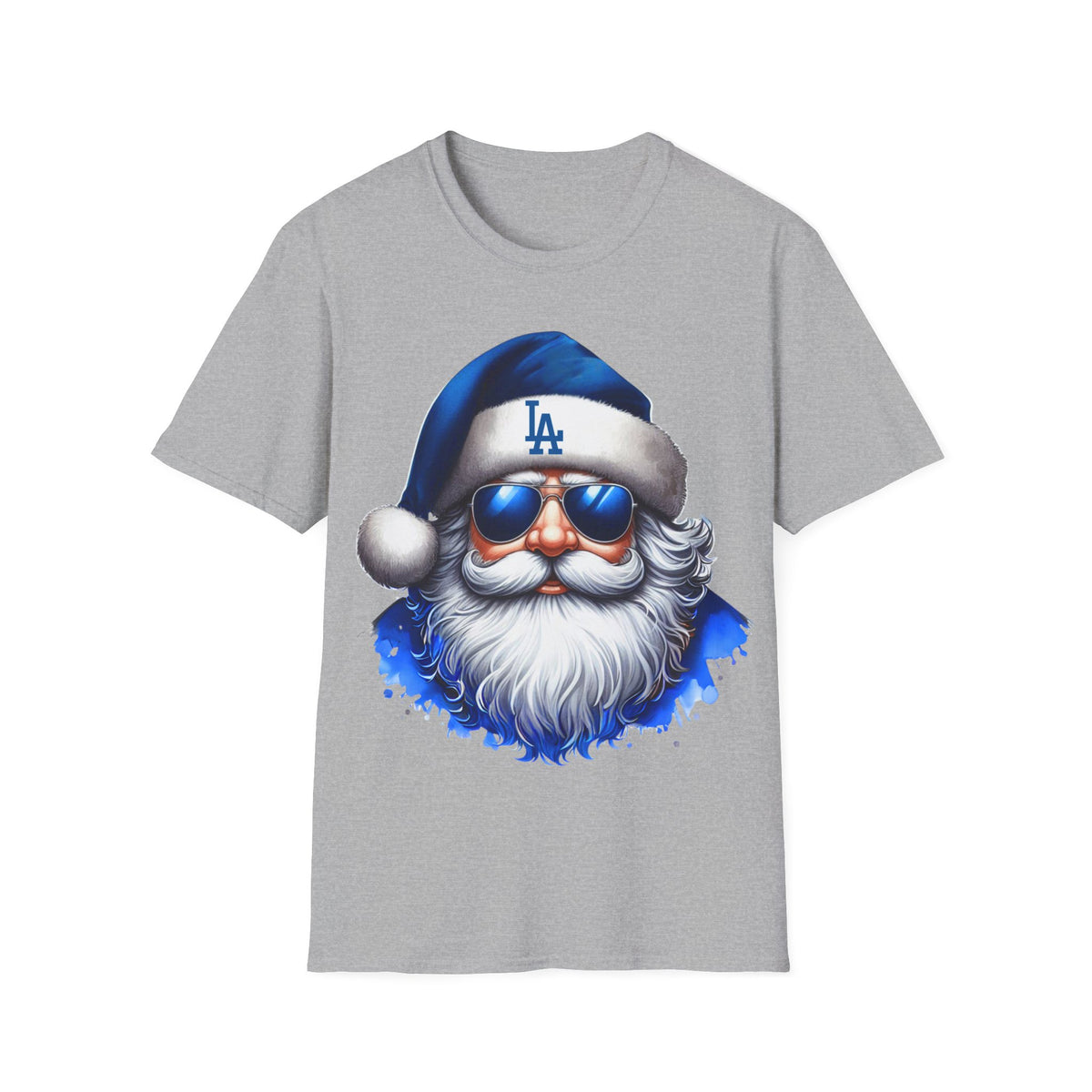 LA Dodgers Blue Santa T-Shirt — Cool Sunglasses Holiday Tee