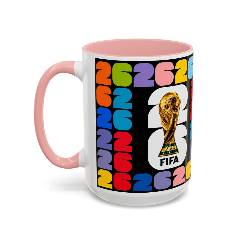 2026 World Cup Accent Coffee Mug – Colorful FIFA Trophy Design (11/15oz)