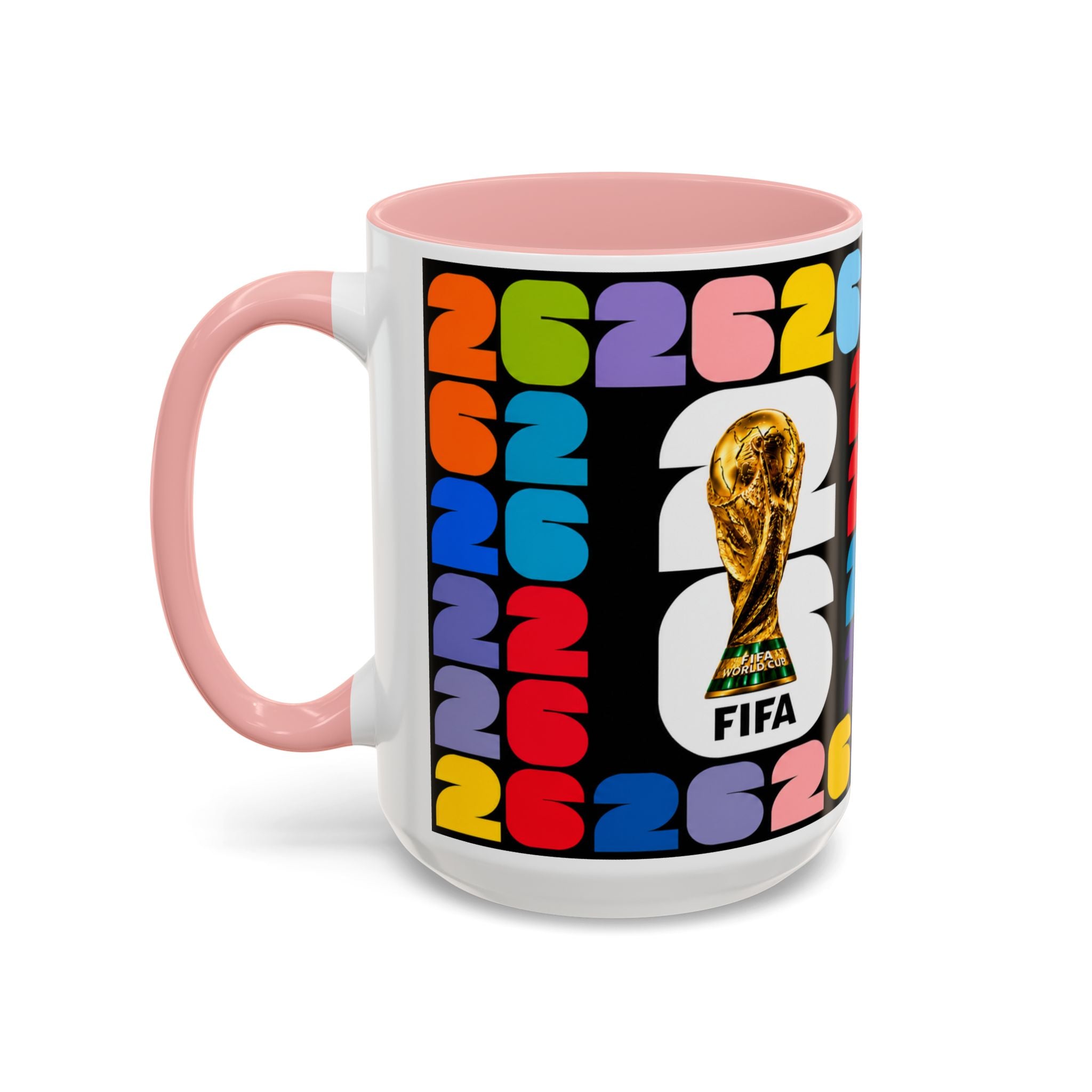 2026 World Cup Accent Coffee Mug – Colorful FIFA Trophy Design (11/15oz)