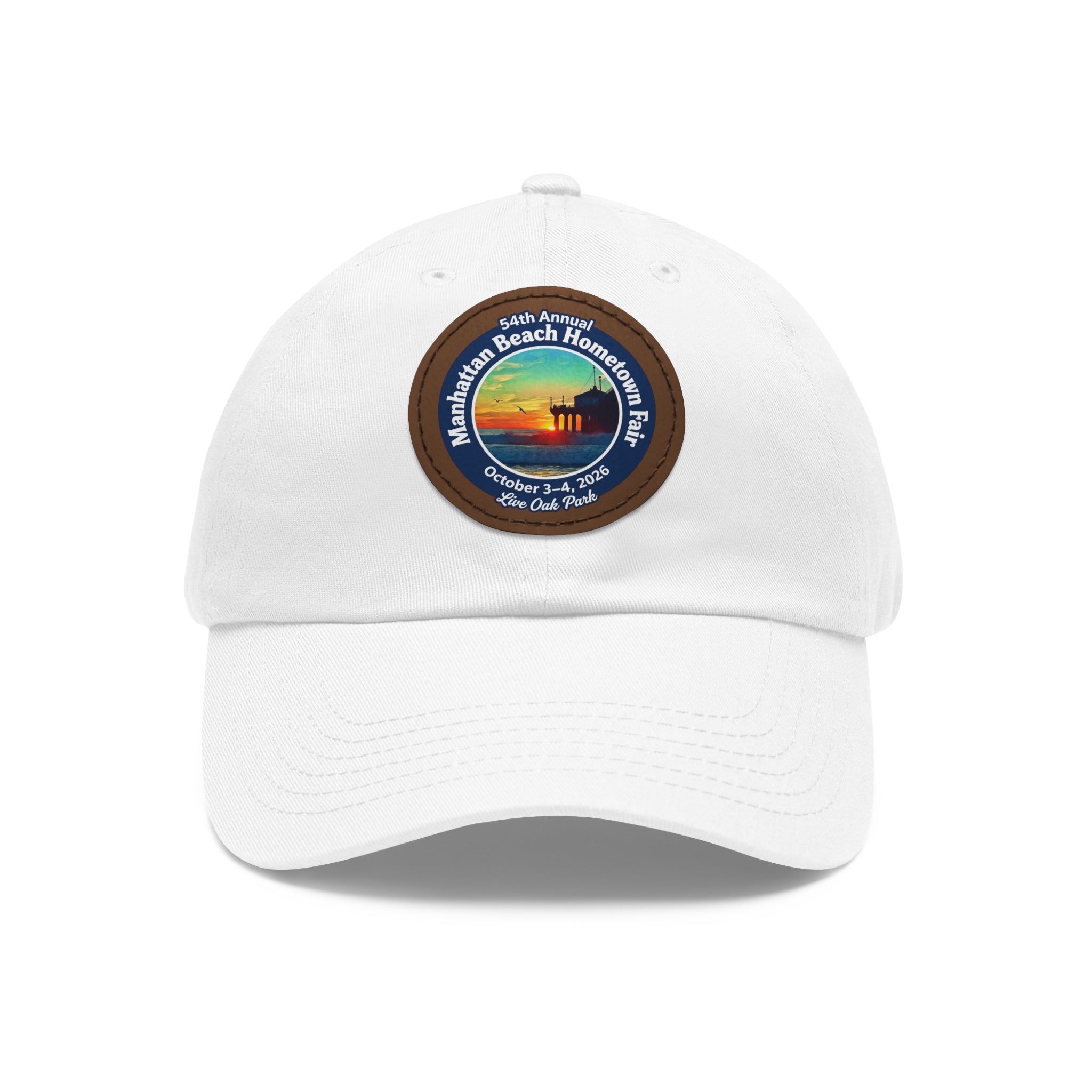 Manhattan Beach Hometown Fair 2026  Beach  Live Oak Park Annual Festival Round Leather Patch Hat
