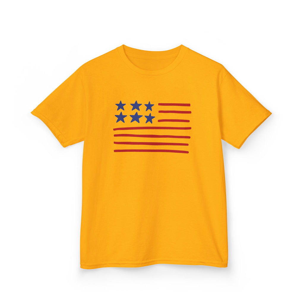 Stars and Stripes  Kids American Flag T-Shirt — Red & Blue Stars Stripe Patriotic Tee