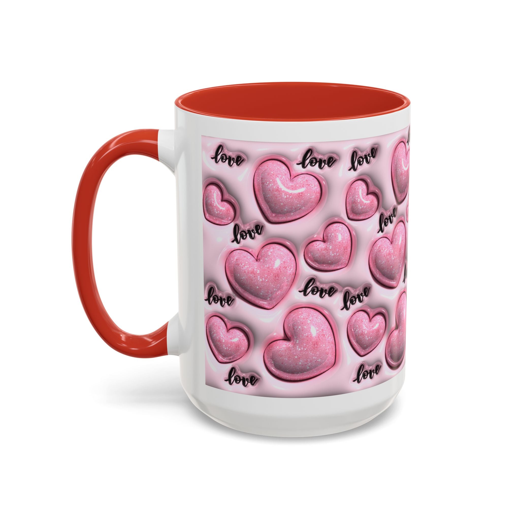 Pink Heart Pattern love Mug | Accent Coffee Mug 11oz 15oz