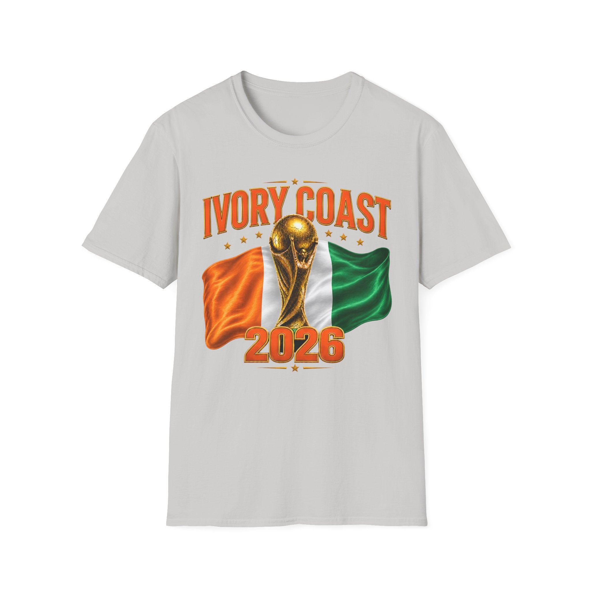 Ivory Coast 2026 World Cup T‑Shirt — FIFA Trophy & Flag Soccer Fan Tee