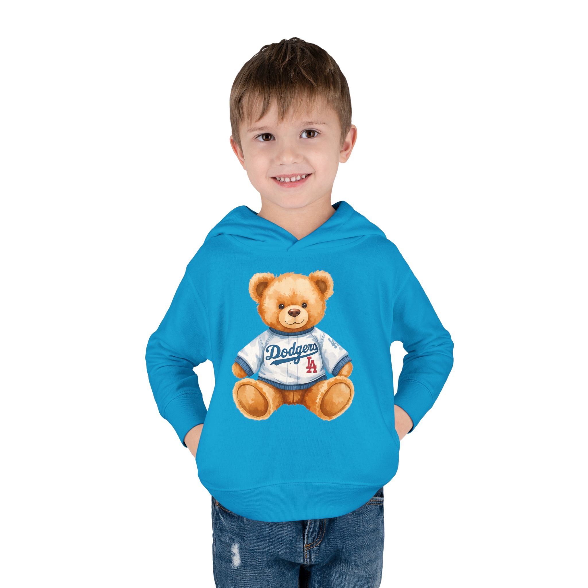 Teddy Bear in Jersey Hoodie | Toddler Pullover Fleece