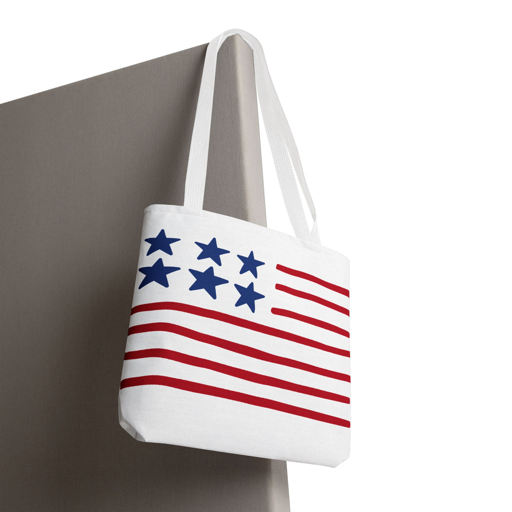 American Flag Stars & Stripes Tote Bag — Patriotic Canvas Beach Grocery Bag