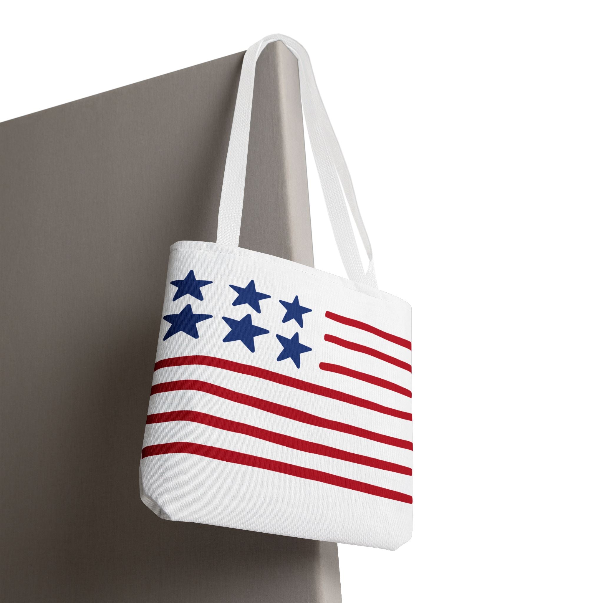 American Flag Stars & Stripes Tote Bag — Patriotic Canvas Beach Grocery Bag