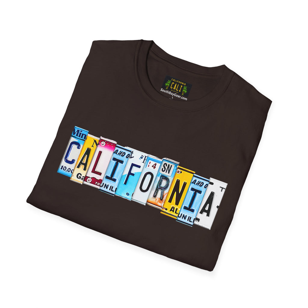 California License Plate Letters T-Shirt | Vintage Road Trip State Tee