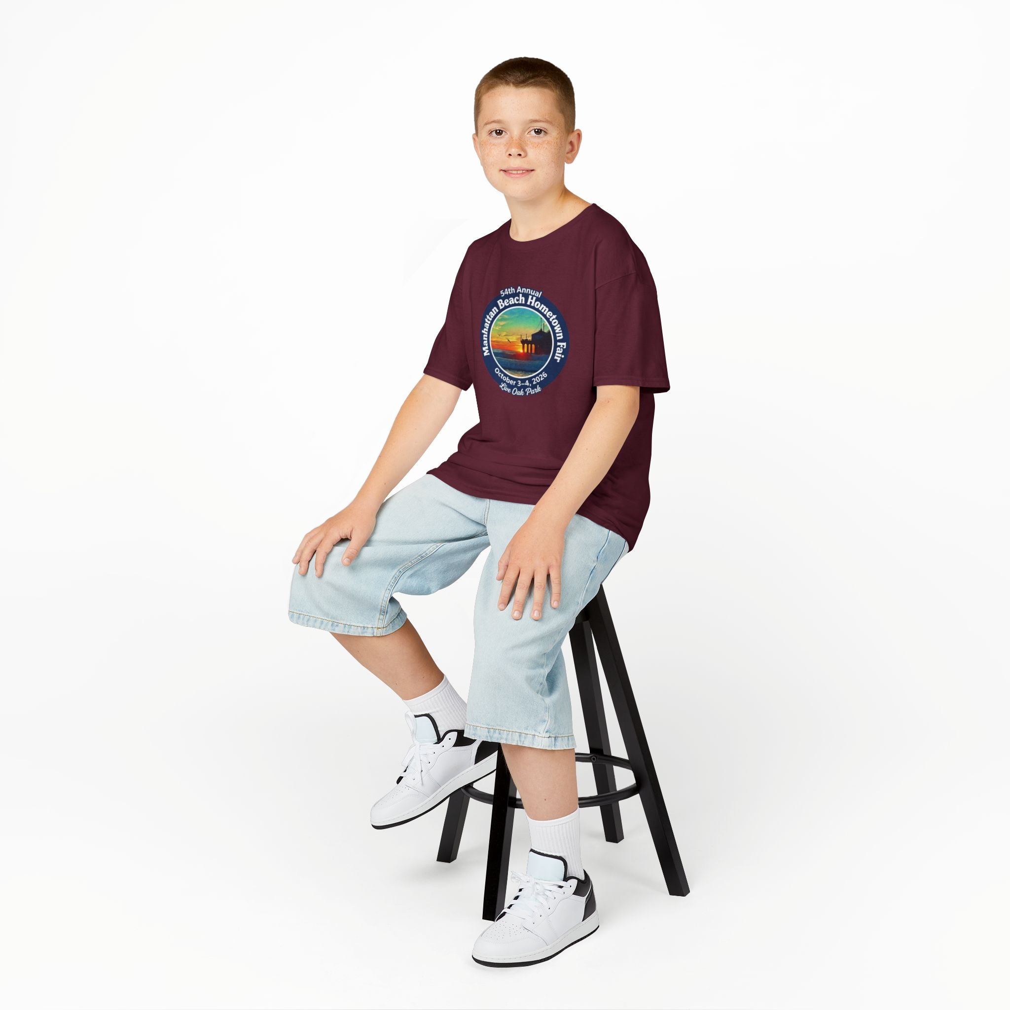 Kids Tee — Manhattan Beach Hometown Fair 2026 Sunset Logo