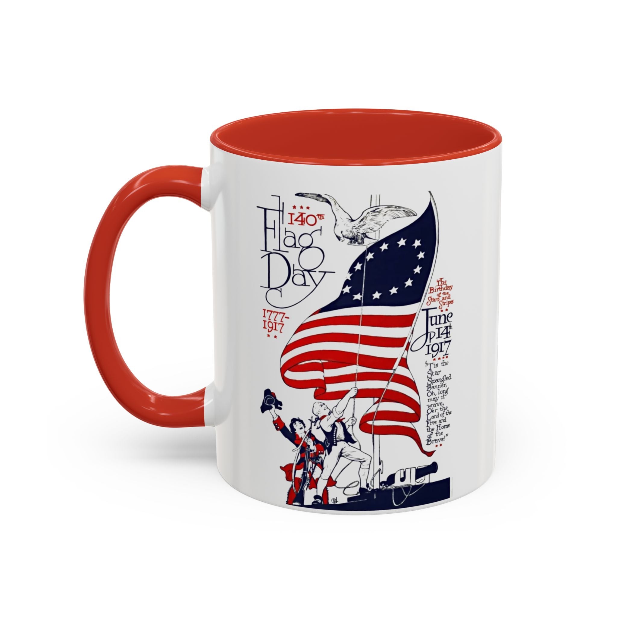 Flag Day Illustration Original Artwork 1917  Mug | American Flag Sailors Accent Coffee Mug