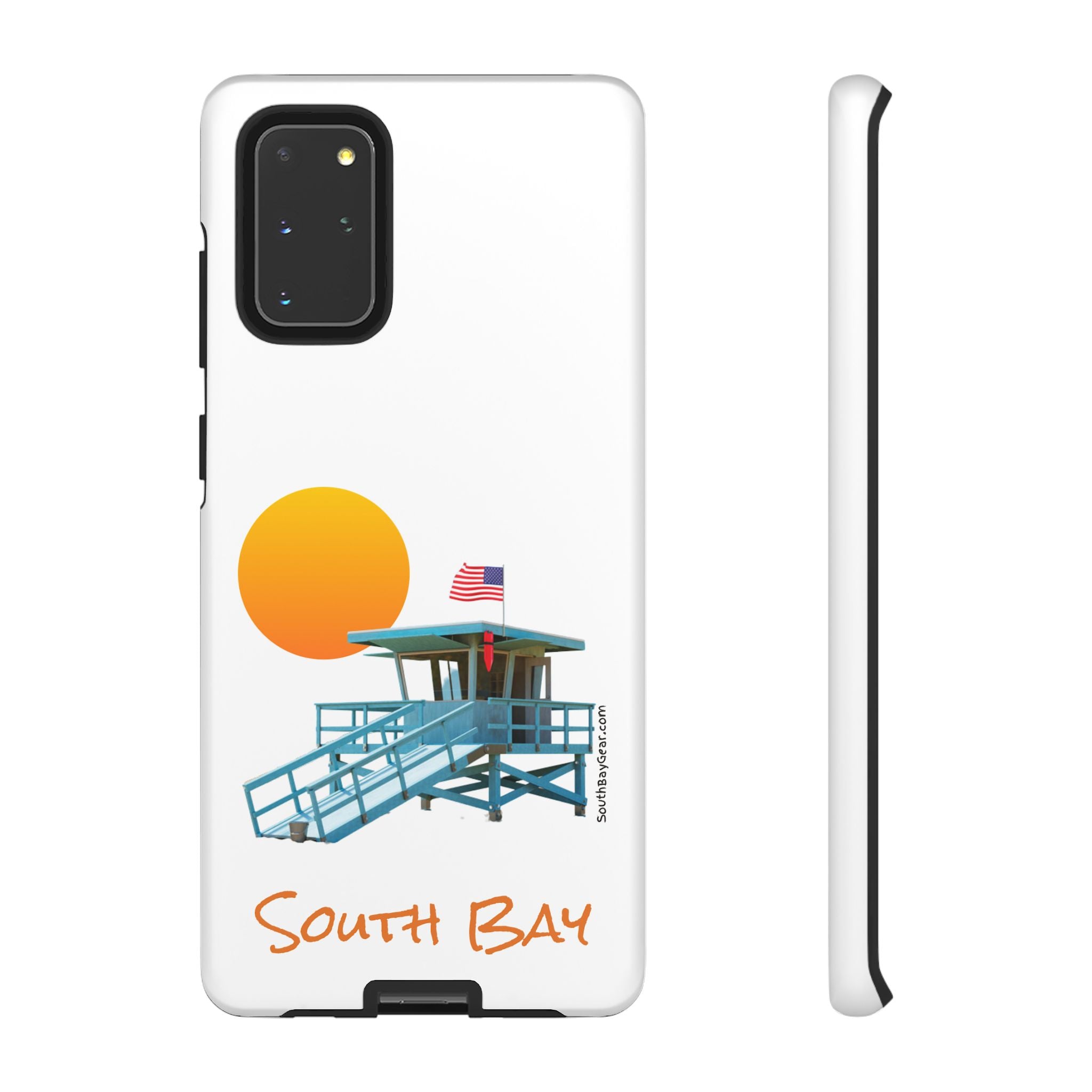 South Bay Lifeguard Stand with American Flag Tough Phone Cases