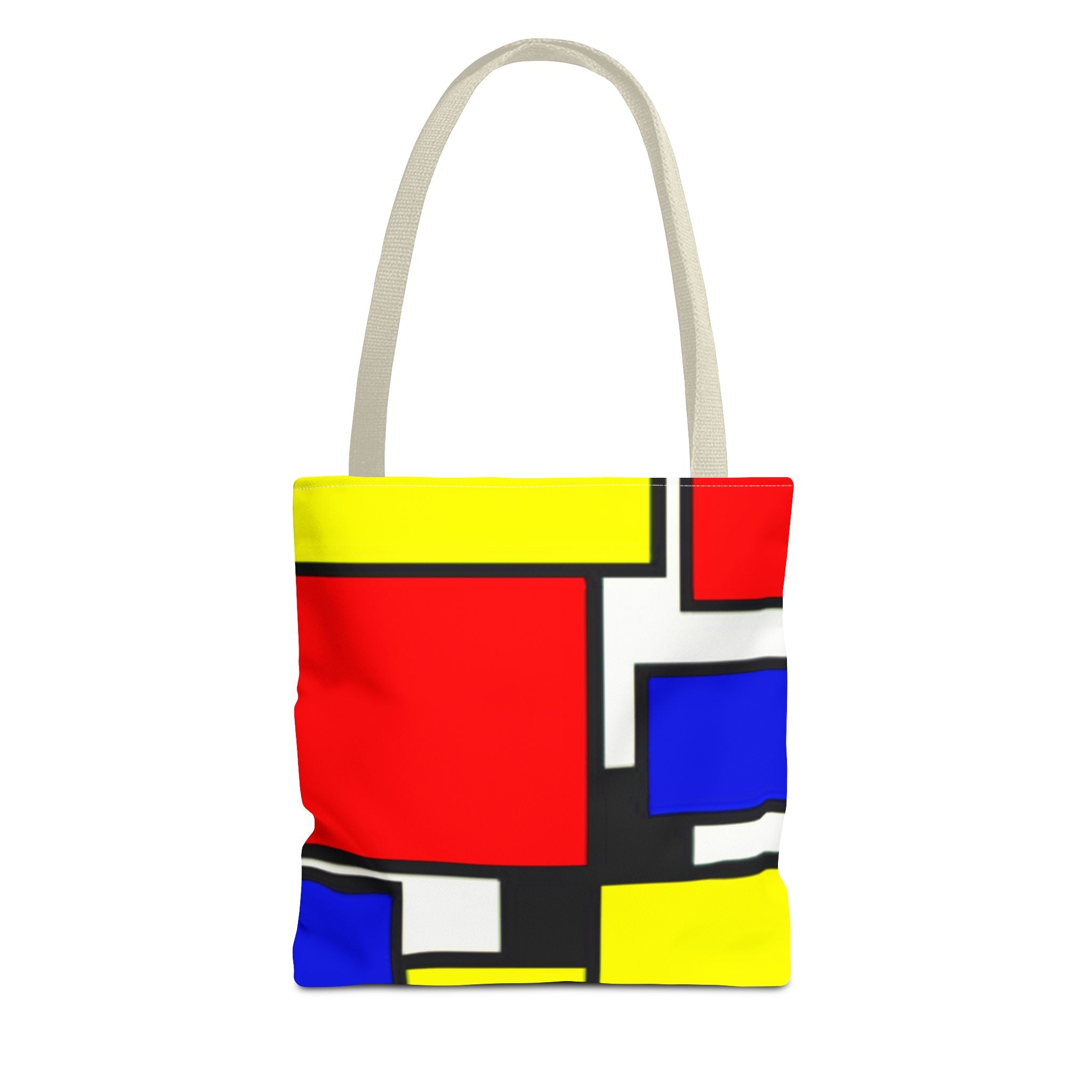 C'mon Get Happy Primary Color Geometric Grid Tote Bag | 1970s Abstract Art
