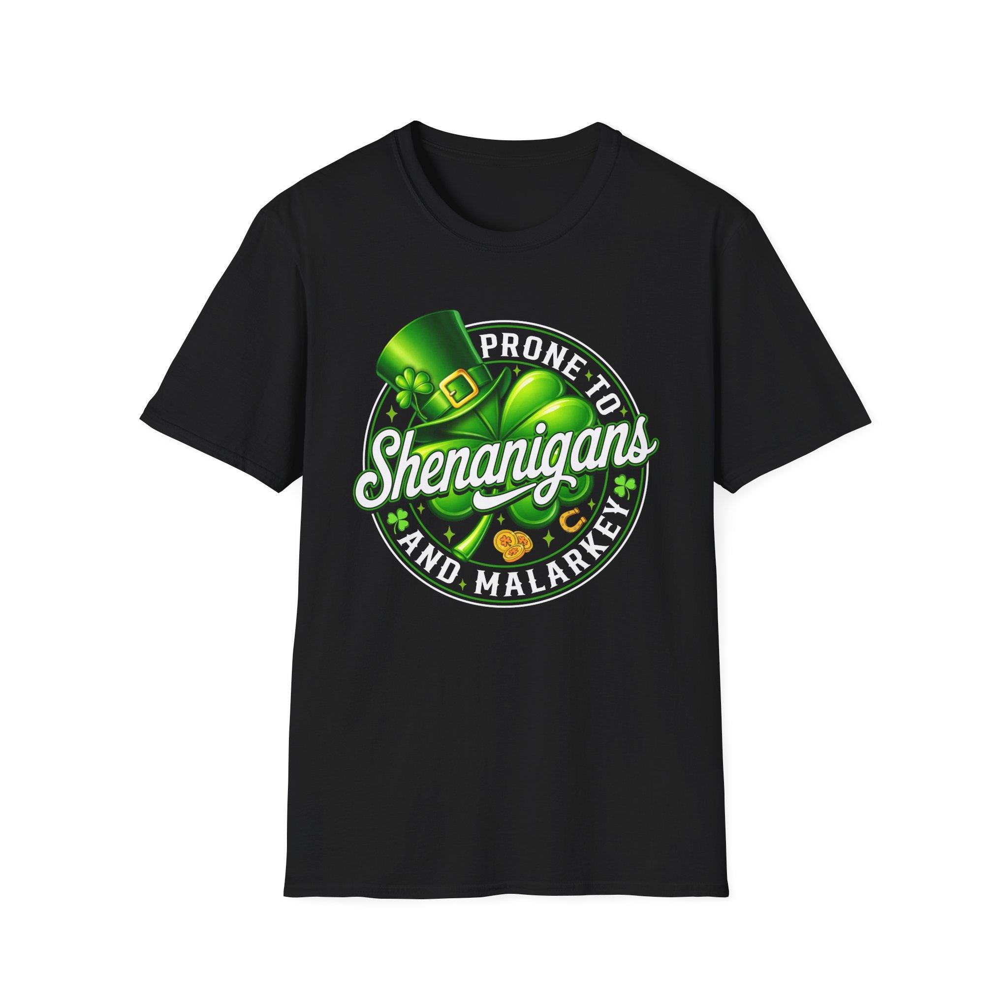Prone to Shenanigans and Malarkey T-Shirt | St. Patrick's Day Leprechaun Hat Shamrock