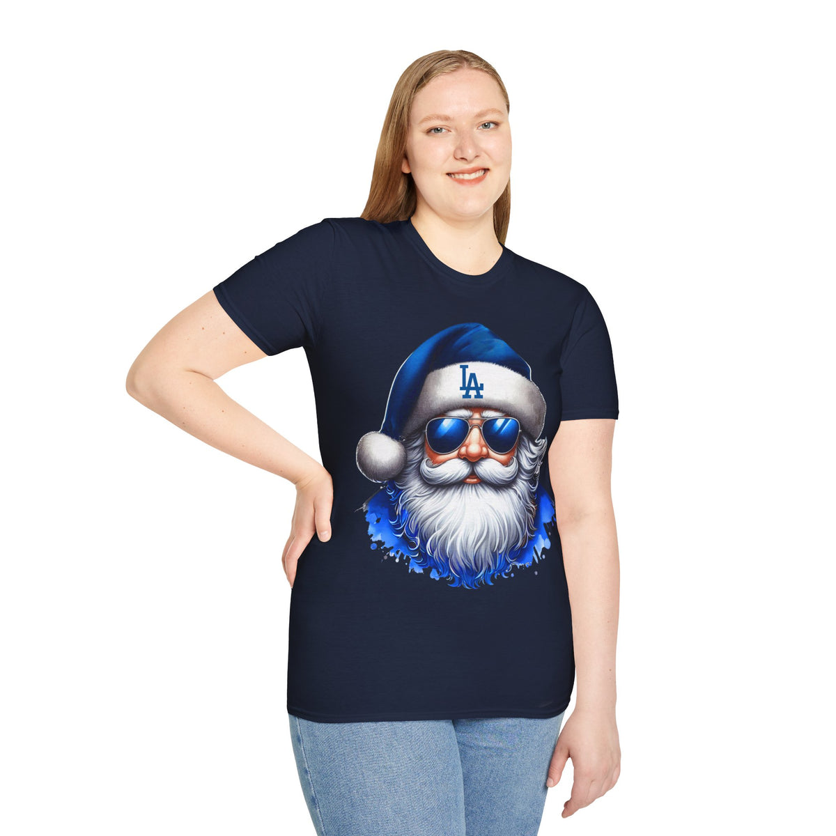 LA Dodgers Blue Santa T-Shirt — Cool Sunglasses Holiday Tee