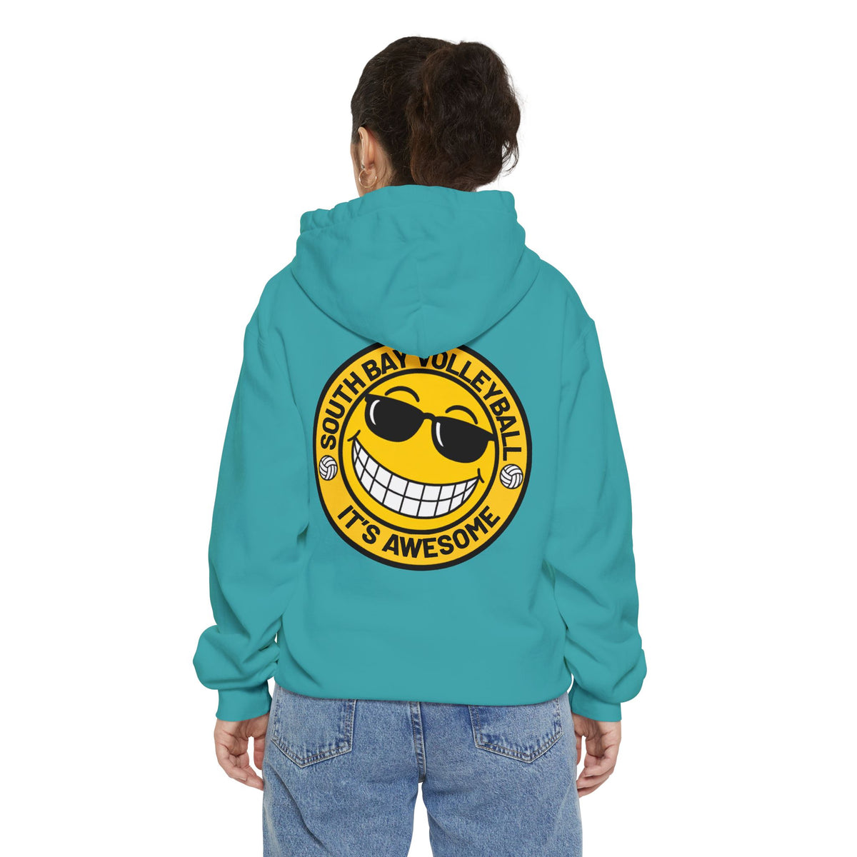 Volleyball Smiley Hoodie — "South Bay Volleyball It's Awesome" Crewneck