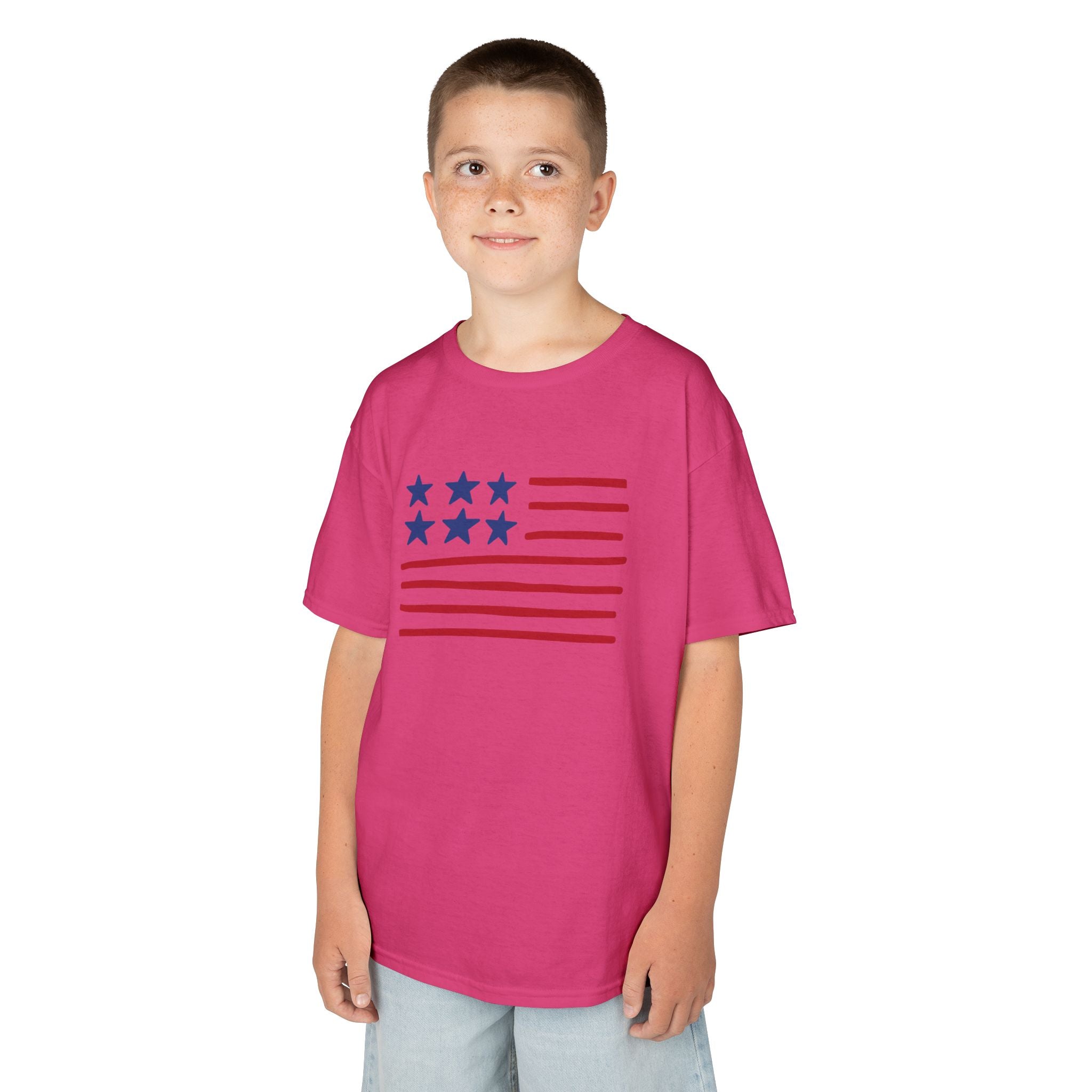Stars and Stripes  Kids American Flag T-Shirt — Red & Blue Stars Stripe Patriotic Tee