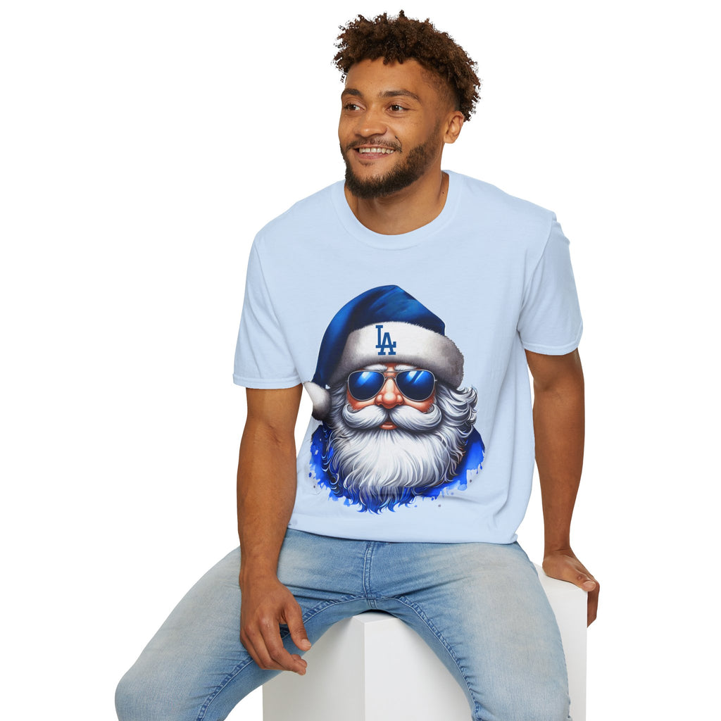 LA Dodgers Blue Santa T-Shirt — Cool Sunglasses Holiday Tee