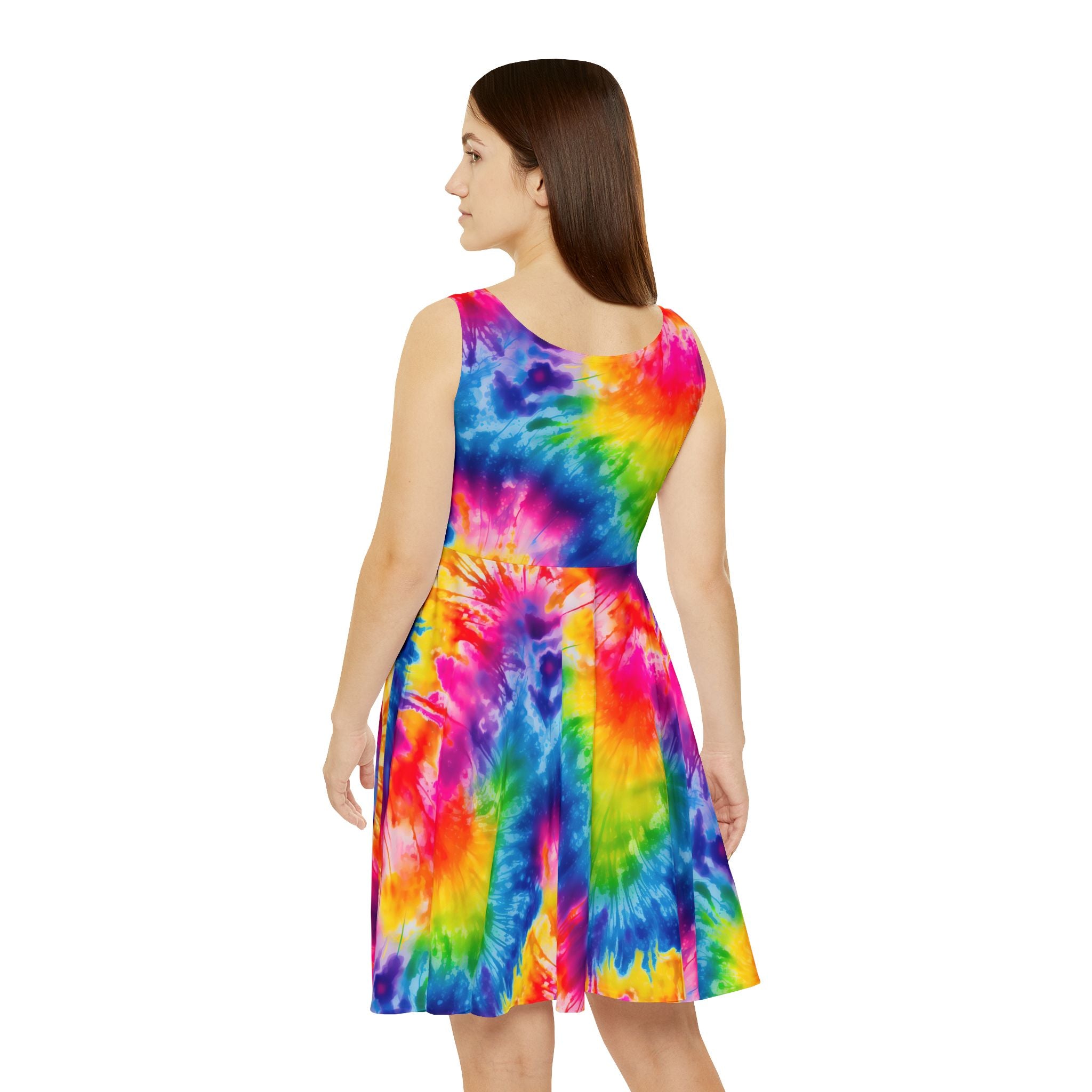 Tie-Dye Rainbow Skater Dress — Women's Bright AOP Summer Dress