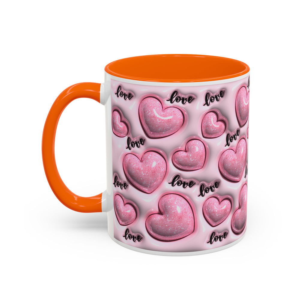 Pink Heart Pattern love Mug | Accent Coffee Mug 11oz 15oz